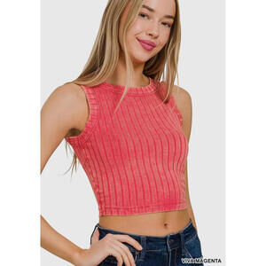 Zenana Ribbed Buttery Soft Tank Crop Top